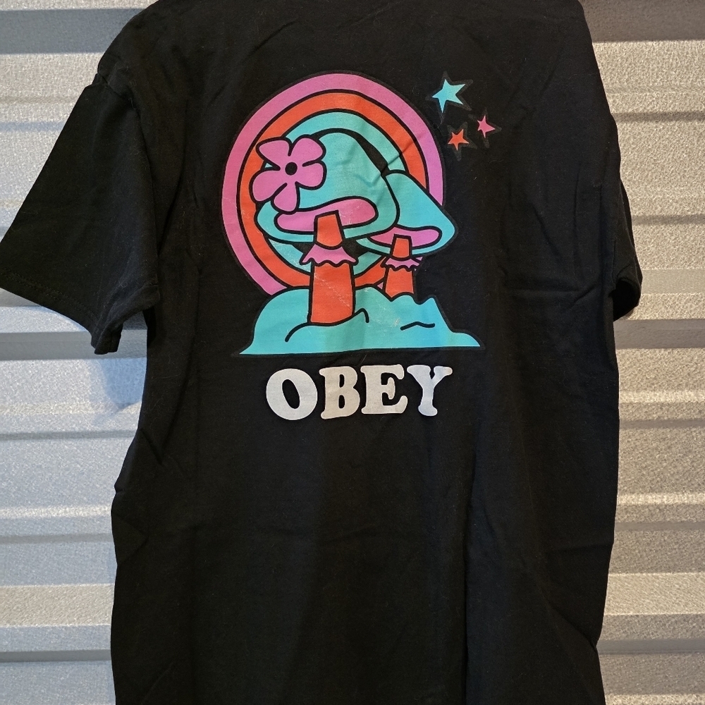 Obey Black Tee with Vibrant Graphic - Picture 3 of 4